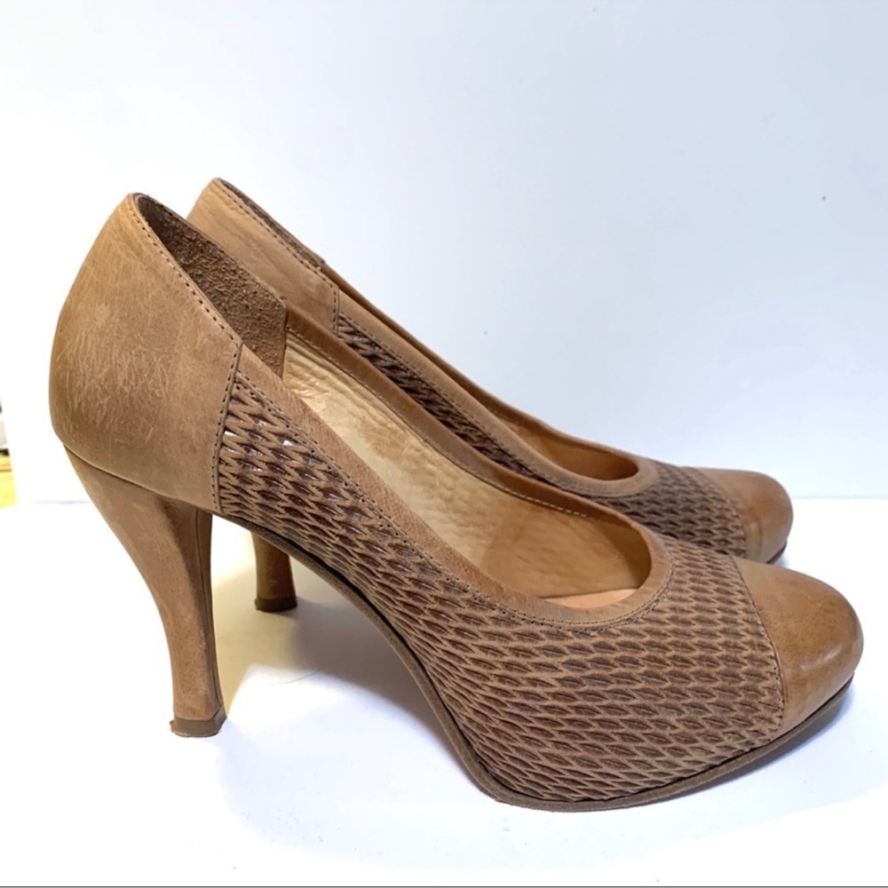 Michael Jolie made in Italy leather heels pumps shoes tan so3 39.5